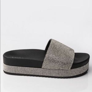 Rhinestone studded slides/platforms